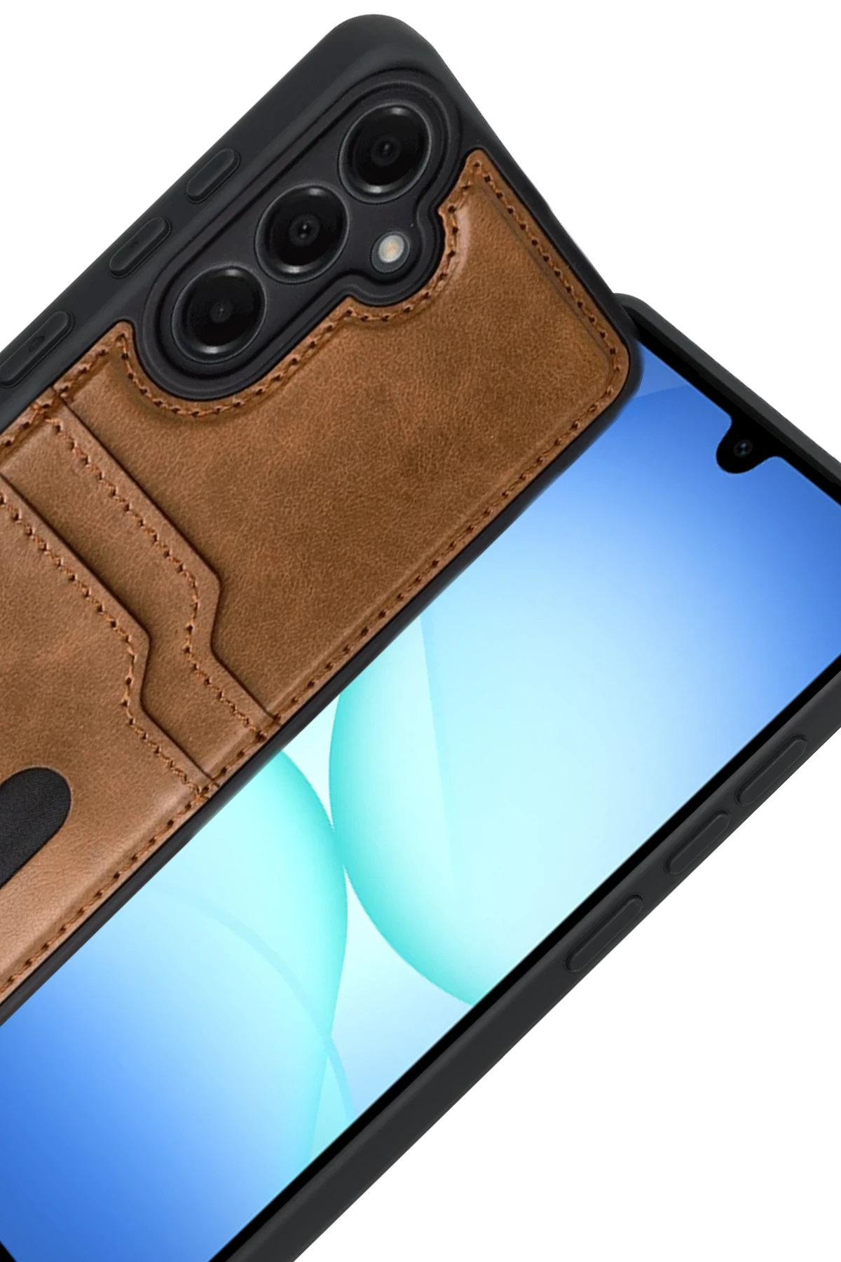Newface Samsung Galaxy A17 5G Sara Kartvizitli Deri Kılıf - Taba
