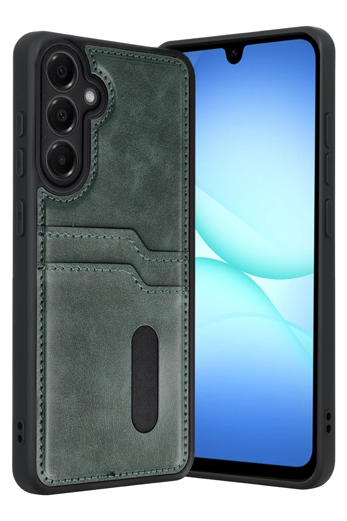Newface Samsung Galaxy A17 5G Sara Kartvizitli Deri Kılıf - Yeşil