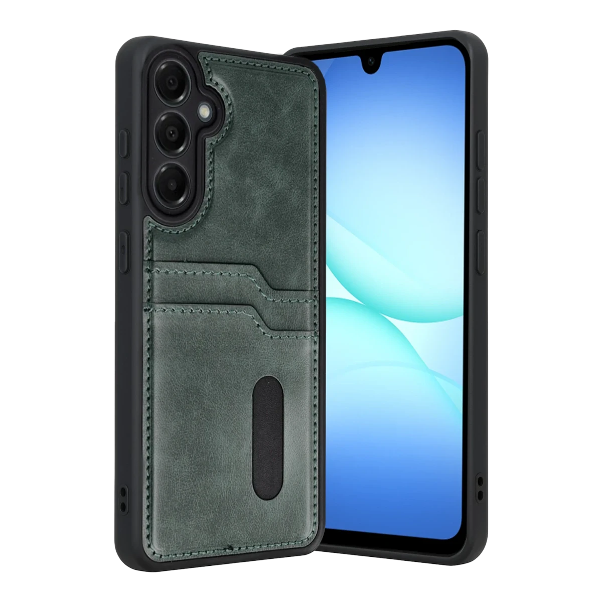 Samsung Galaxy A17 5G Sara Kartvizitli Deri Kılıf - Yeşil