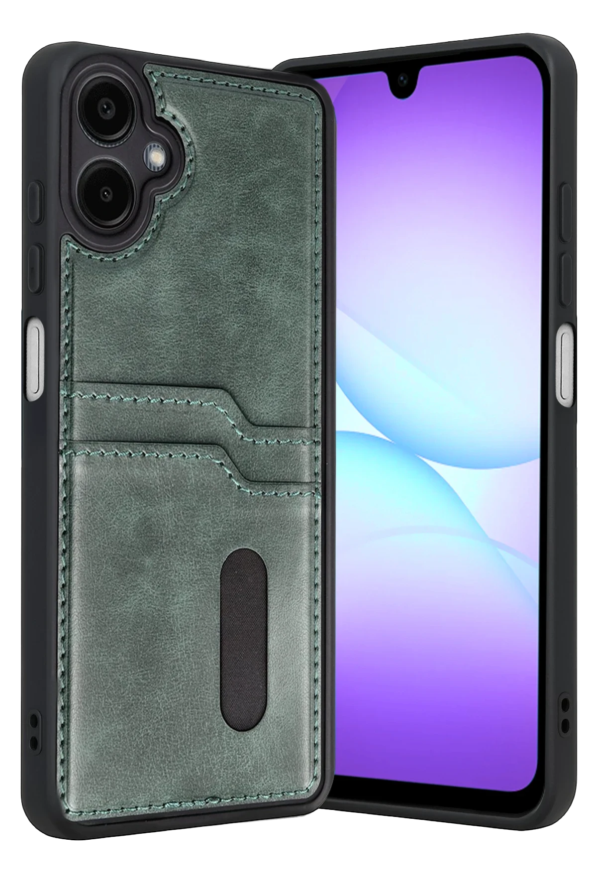 Newface Samsung Galaxy A07 4G Sara Kartvizitli Deri Kılıf - Yeşil