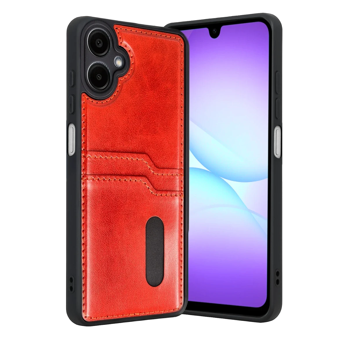 Newface Samsung Galaxy A07 4G Sara Kartvizitli Deri Kılıf - Kırmızı — görsel 4