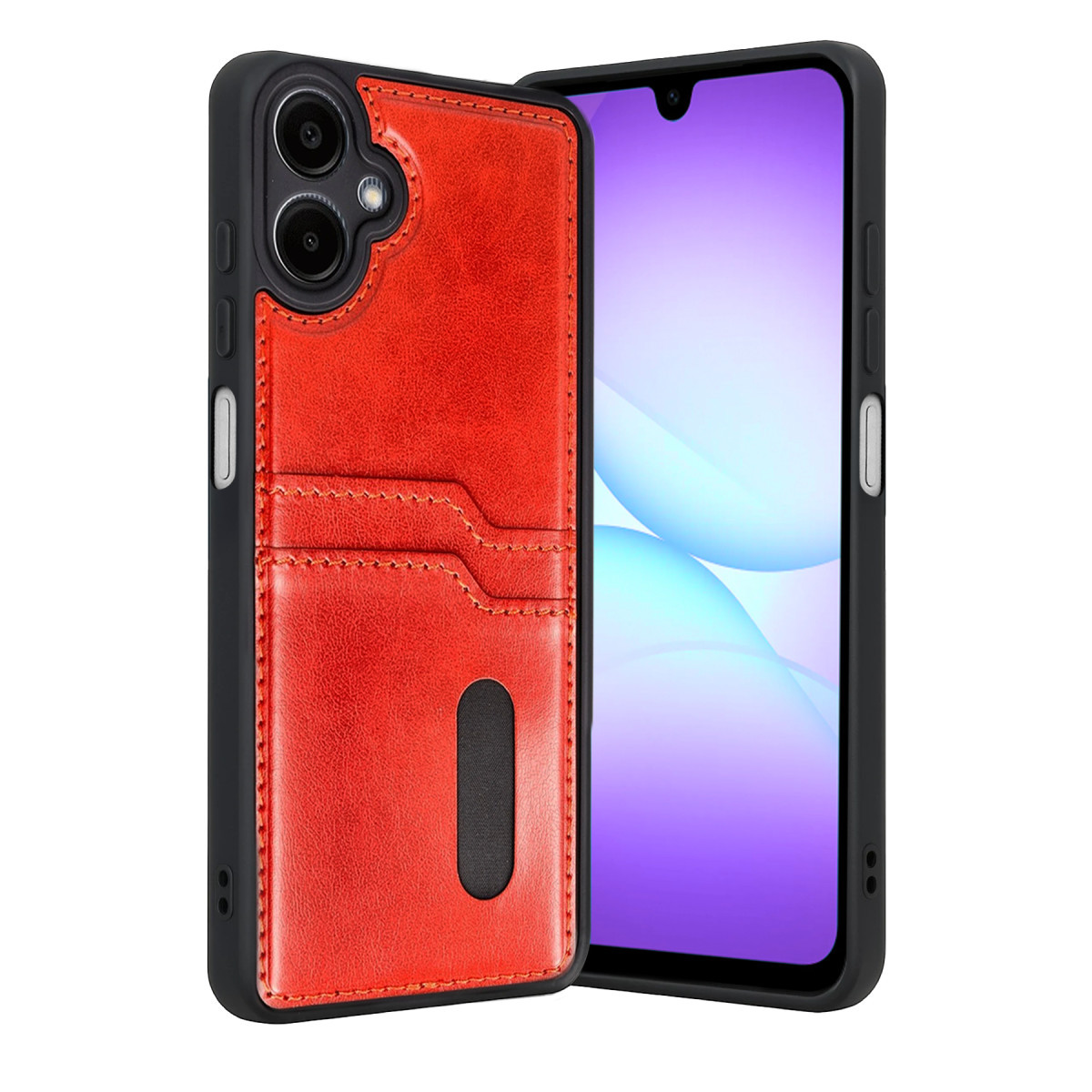 Newface Samsung Galaxy A07 4G Sara Kartvizitli Deri Kılıf - Kırmızı — görsel 7