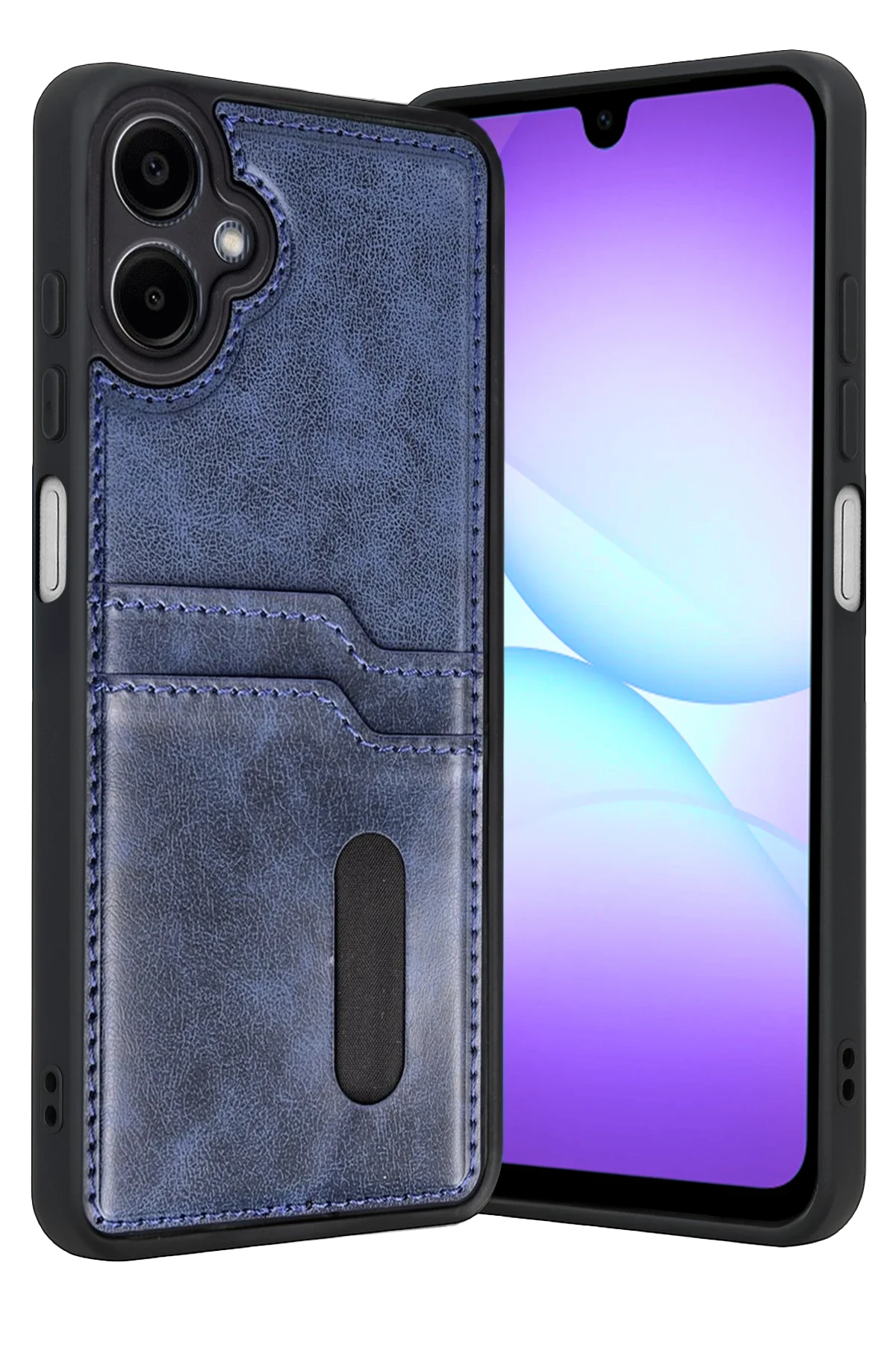 Newface Samsung Galaxy A07 4G Sara Kartvizitli Deri Kılıf - Lacivert