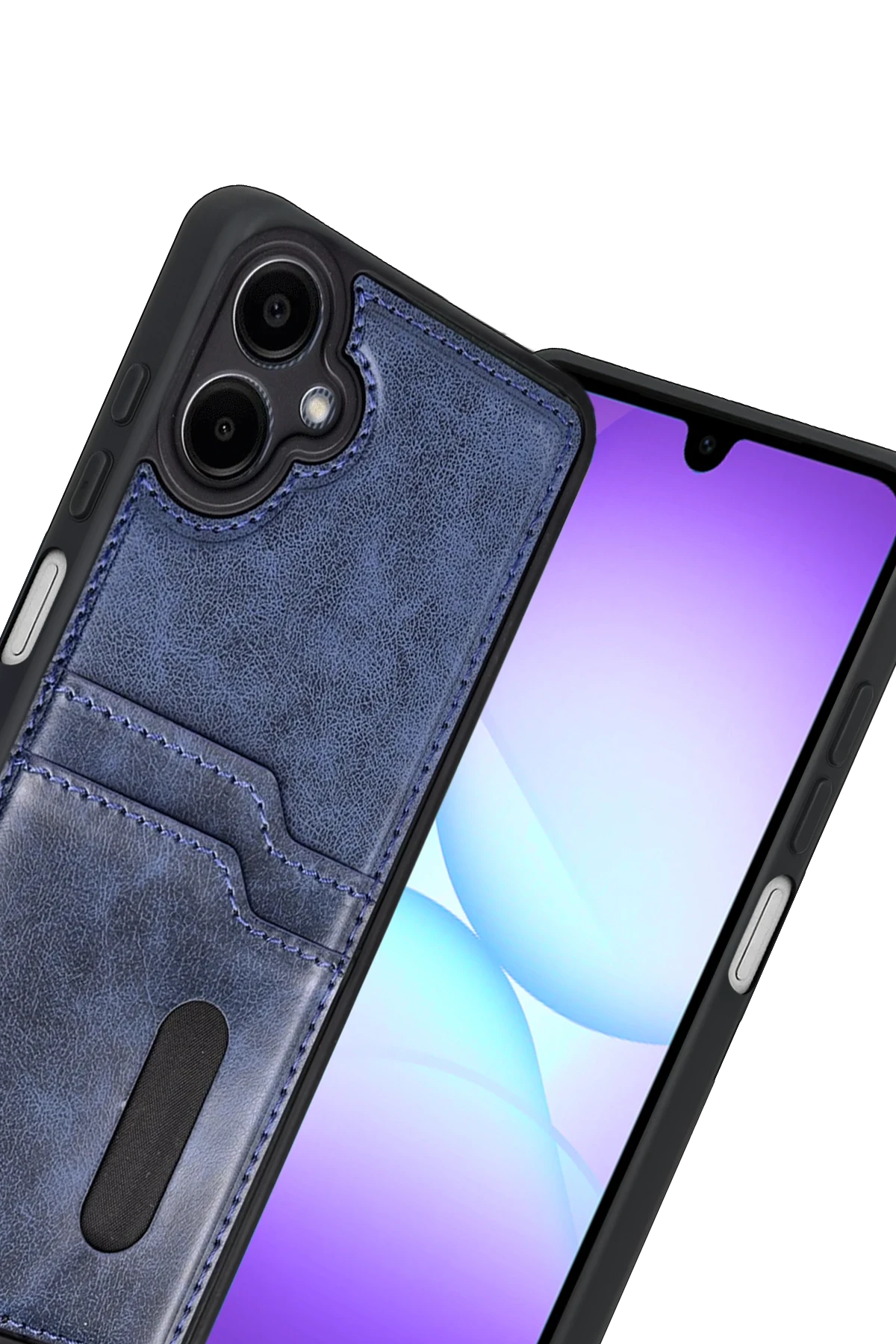 Newface Samsung Galaxy A07 4G Sara Kartvizitli Deri Kılıf - Lacivert