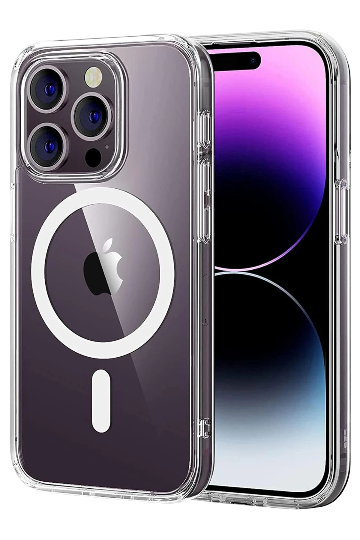 Newface Apple iPhone 14 Pro Max Combo Sert Şeffaf Magsafe Kapak - Şeffaf
