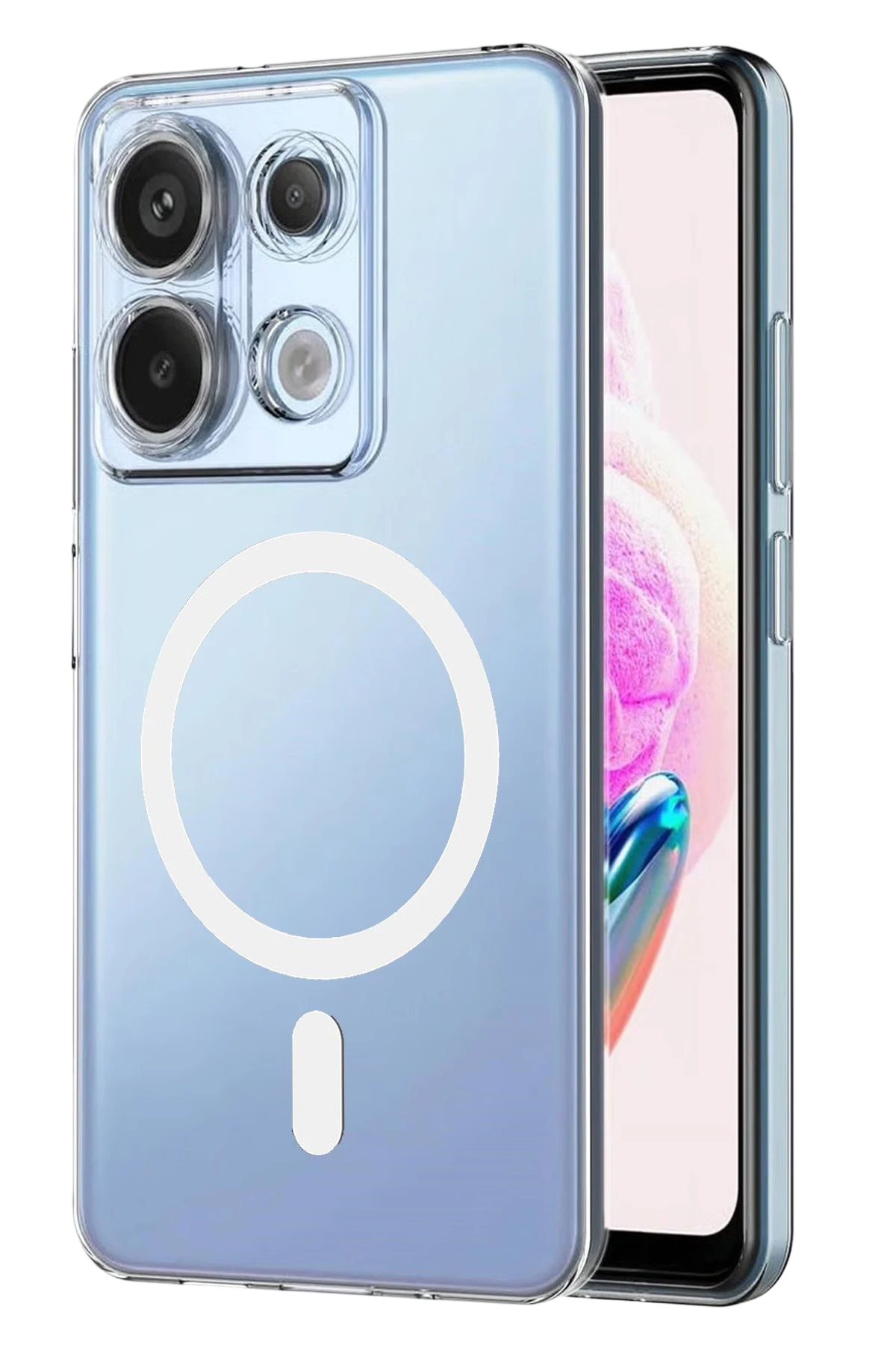Newface Xiaomi Redmi Note 13 Pro 4G Combo Sert Şeffaf Magsafe Kapak - Şeffaf