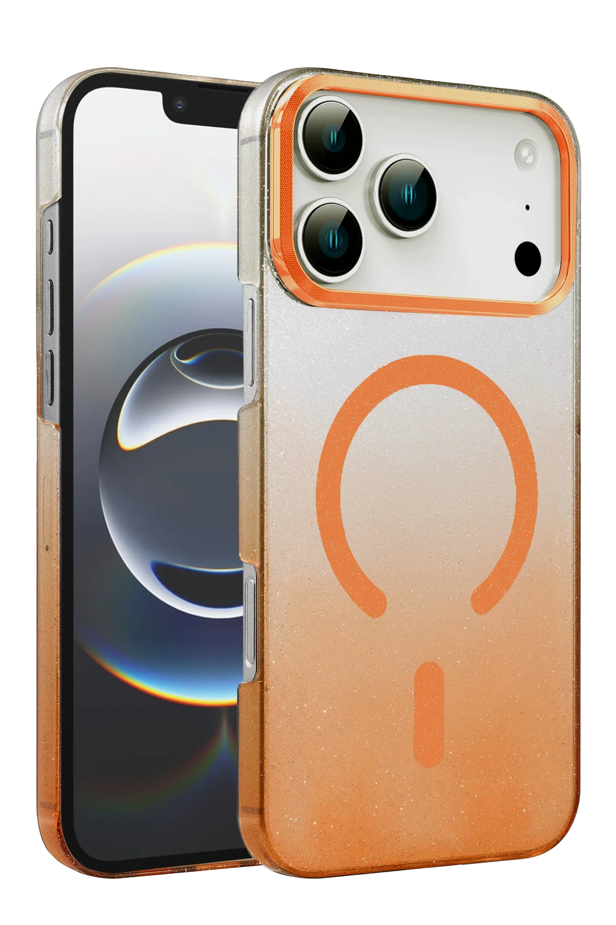 Newface Apple iPhone 17 Pro Max Glossy Magsafe Kapak - Turuncu