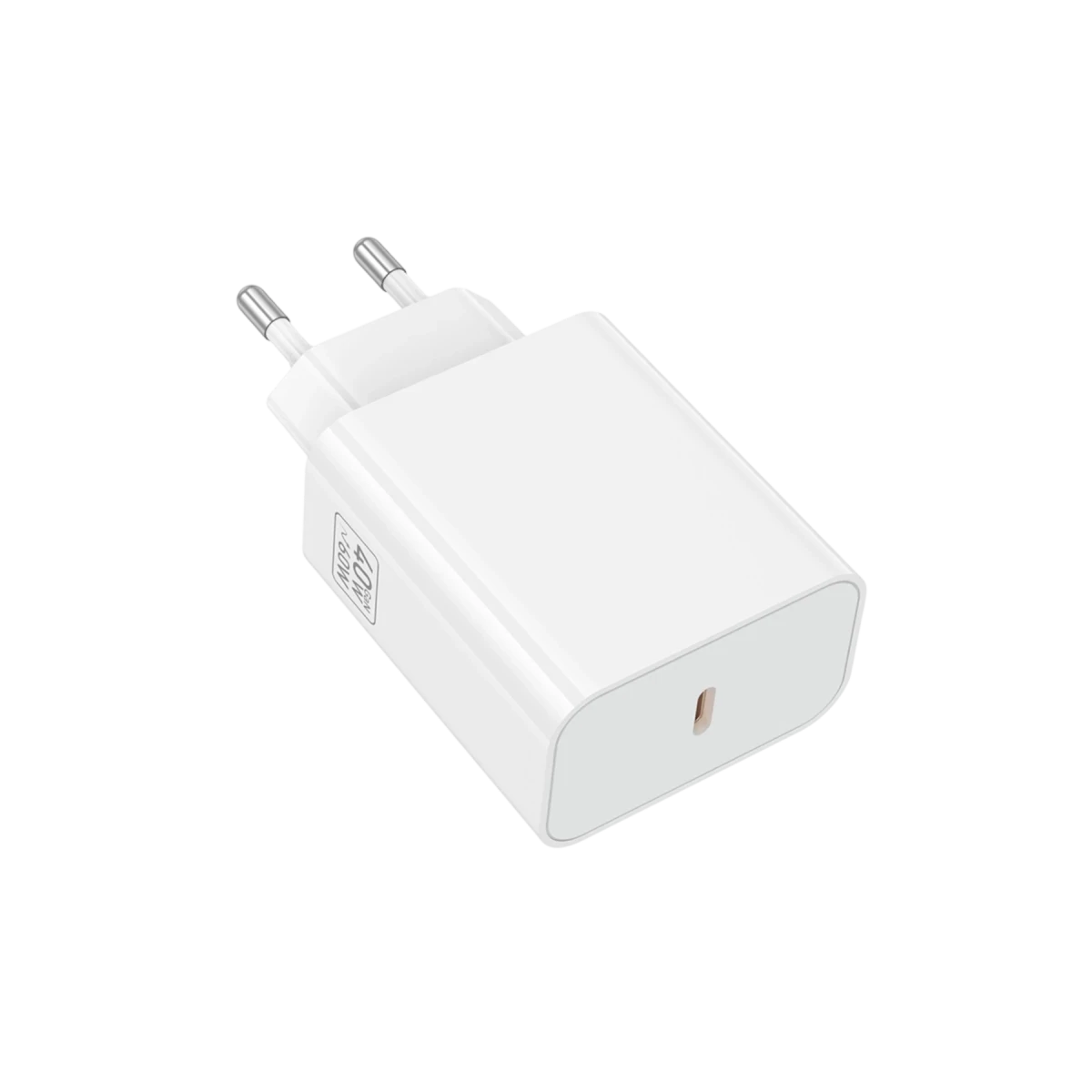 Hoco. C162A 40W PD Destekli Type-C Tek Port EU Şarj Adaptörü - Beyaz