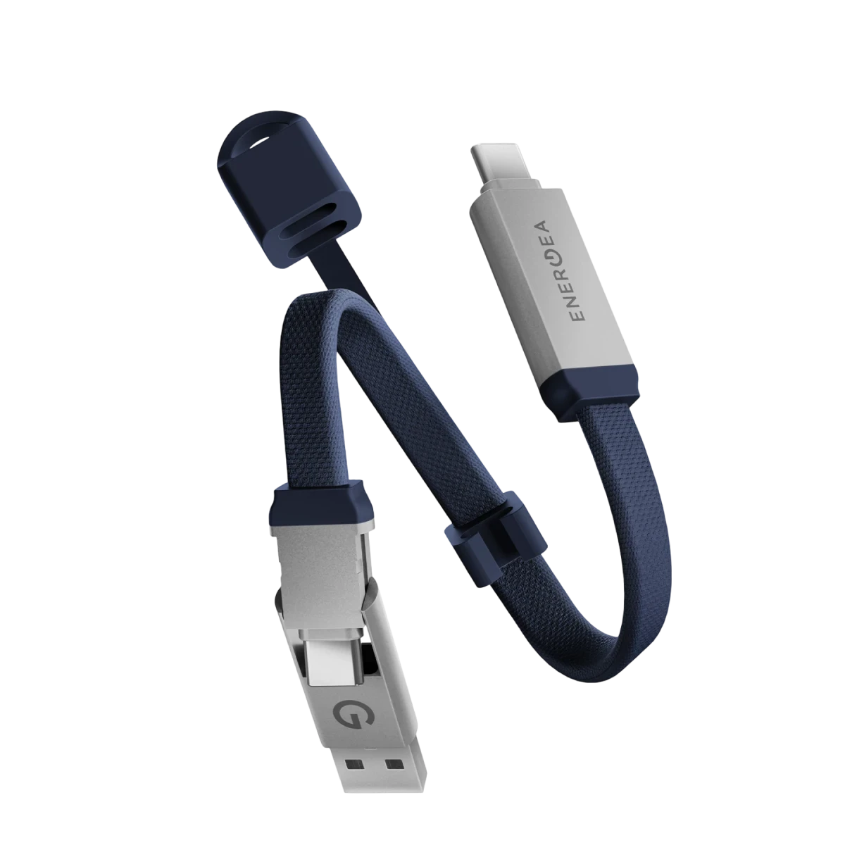Energea Sheath Key 15cm 60W 2in1 Type-C to Type-C ve USB-A Hızlı Şarj Kablo - Mavi