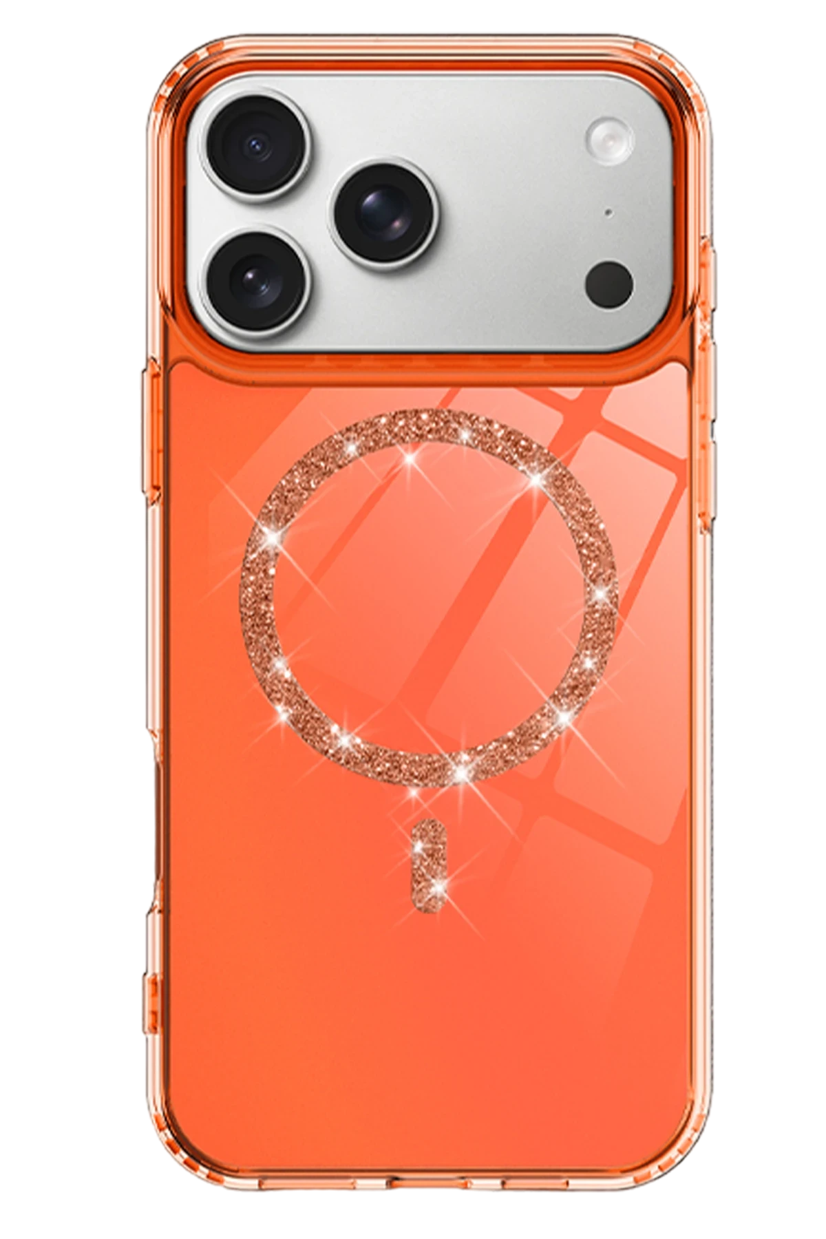 Newface Apple iPhone 17 Pro Max Live Diamond Magsafe Kapak - Turuncu