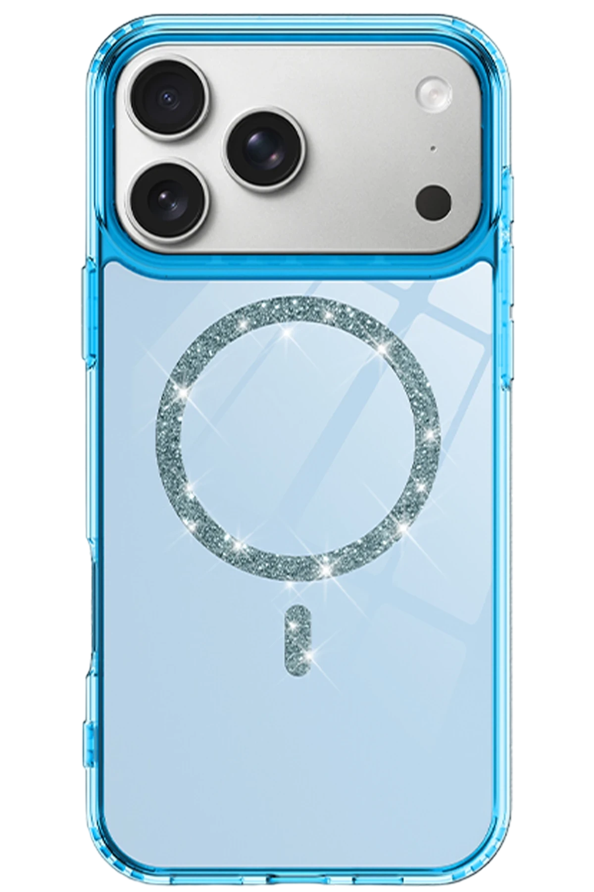 Newface Apple iPhone 17 Pro Max Live Diamond Magsafe Kapak - Mavi