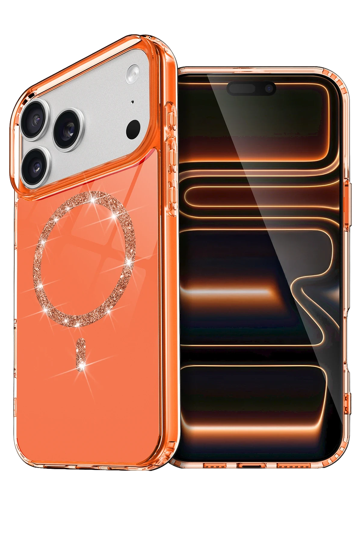 Newface Apple iPhone 17 Pro Live Diamond Magsafe Kapak - Turuncu