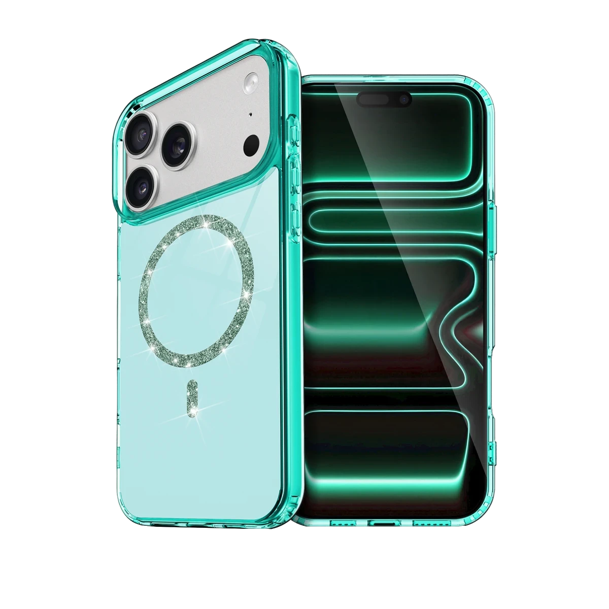 Newface Apple iPhone 17 Pro Live Diamond Magsafe Kapak - Yeşil