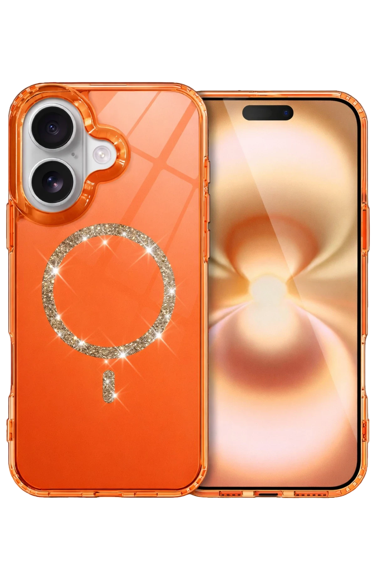 Newface Apple iPhone 17 Live Diamond Magsafe Kapak - Turuncu