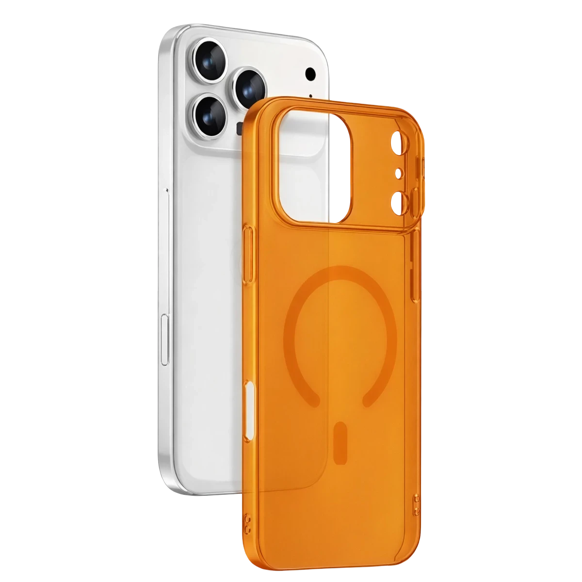 Newface Apple iPhone 17 Pro Combo Sert Şeffaf Magsafe Kapak - Turuncu