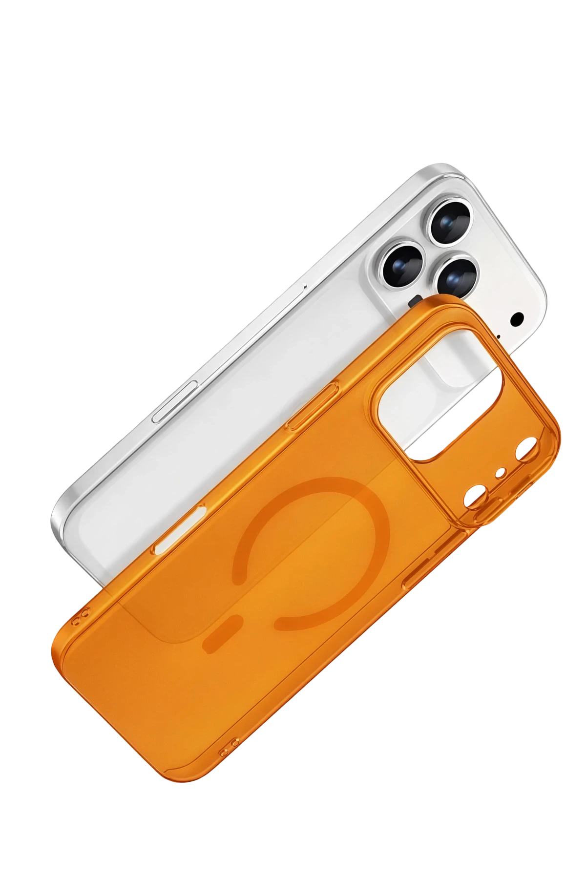 Newface Apple iPhone 17 Pro Combo Sert Şeffaf Magsafe Kapak - Turuncu