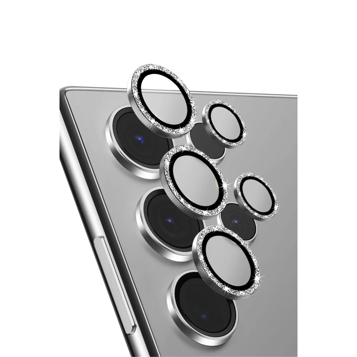 Uniq Samsung Galaxy S24 Ultra Optix Simli Alüminyum Kamera Lens Koruyucu - Beyaz