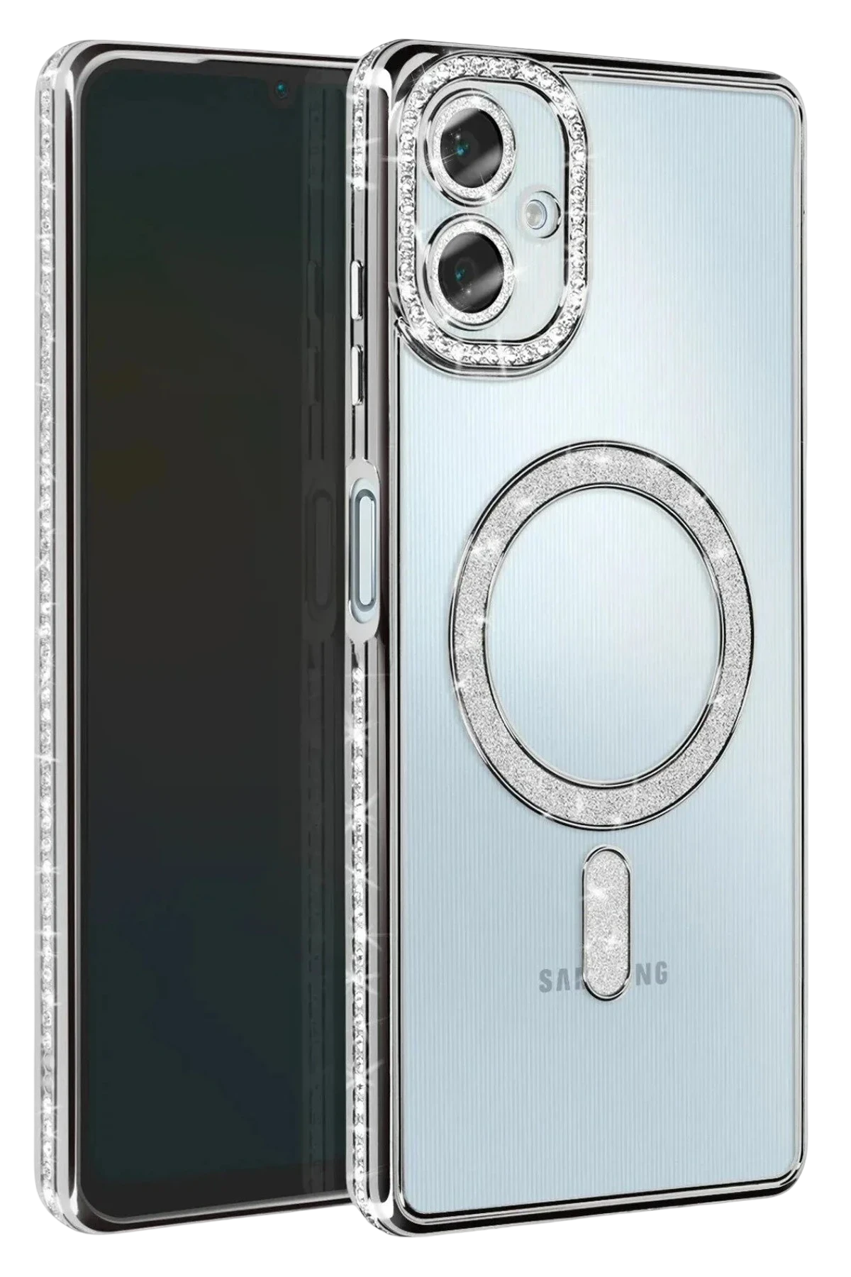 Newface Samsung Galaxy A07 4G Joke Simli Magneticsafe Kılıf - Gümüş