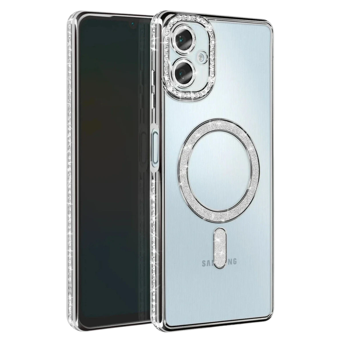 Newface Samsung Galaxy A07 4G Joke Simli Magneticsafe Kılıf - Gümüş