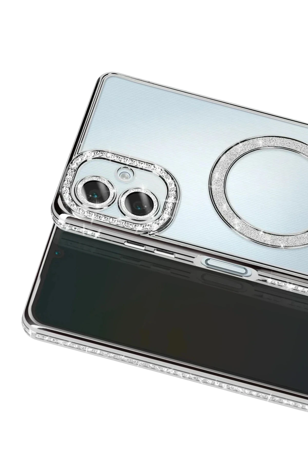 Newface Samsung Galaxy A07 4G Joke Simli Magneticsafe Kılıf - Gümüş