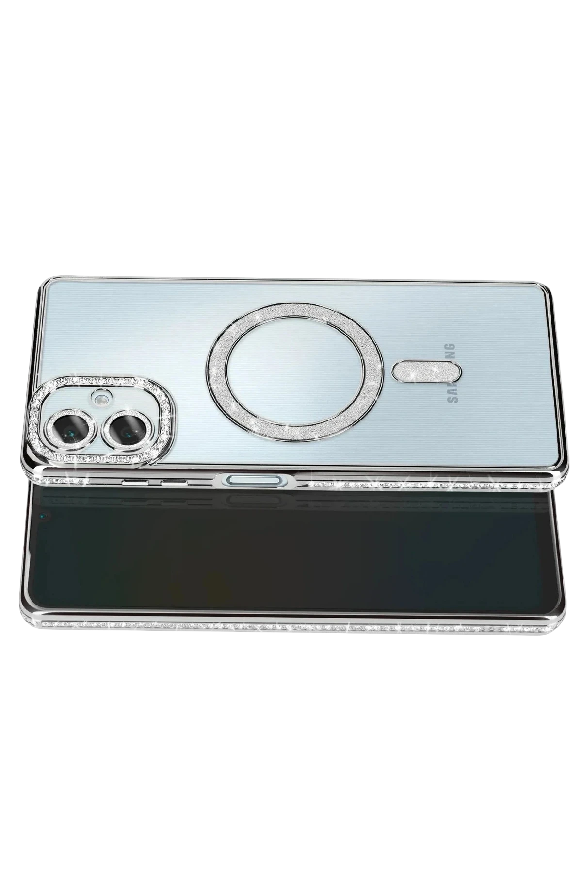 Newface Samsung Galaxy A07 4G Joke Simli Magneticsafe Kılıf - Gümüş