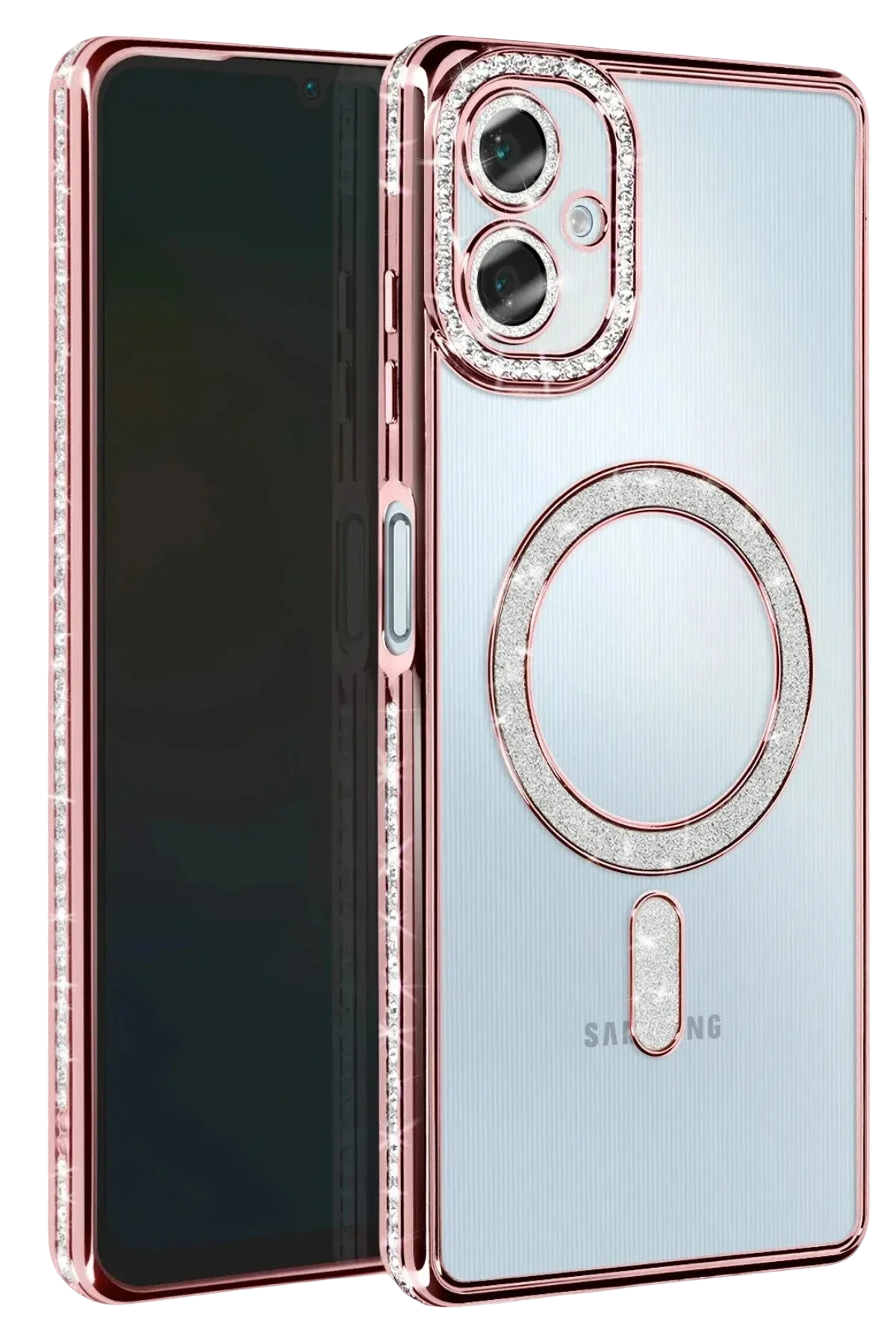 Newface Samsung Galaxy A07 4G Joke Simli Magneticsafe Kılıf - Pembe