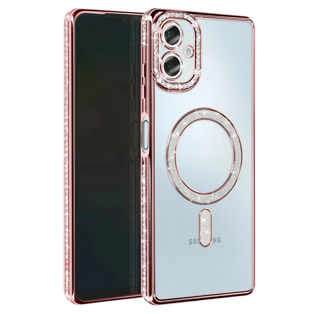 Newface Samsung Galaxy A07 4G Joke Simli Magneticsafe Kılıf - Pembe
