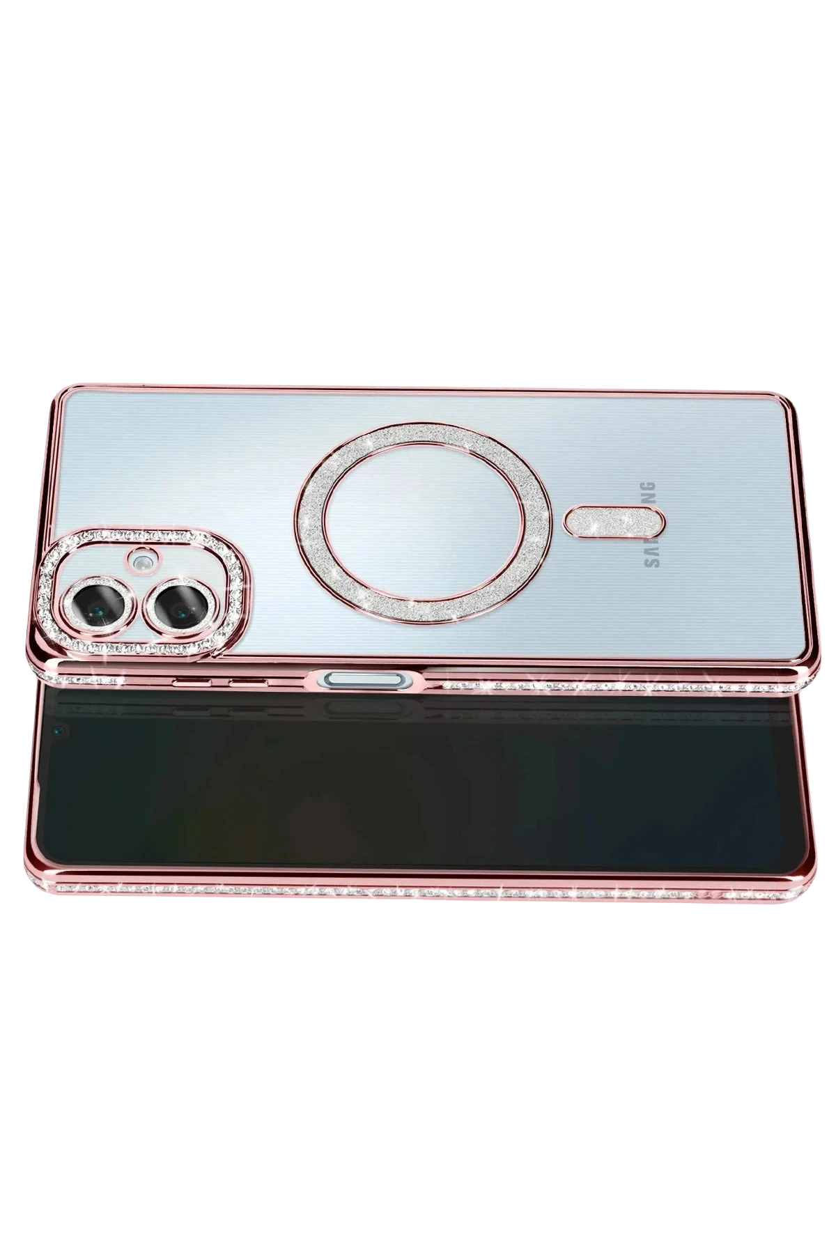 Newface Samsung Galaxy A07 4G Joke Simli Magneticsafe Kılıf - Pembe