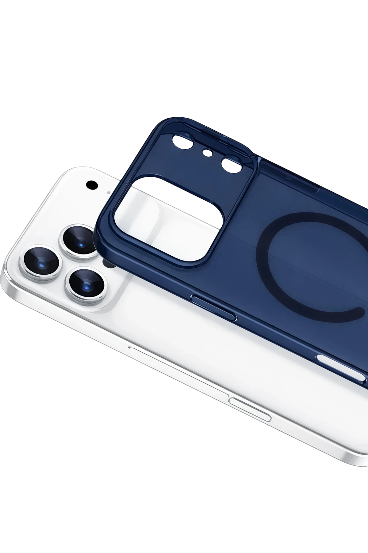 Newface Apple iPhone 17 Pro Max Combo Sert Şeffaf Magsafe Kapak - Mavi