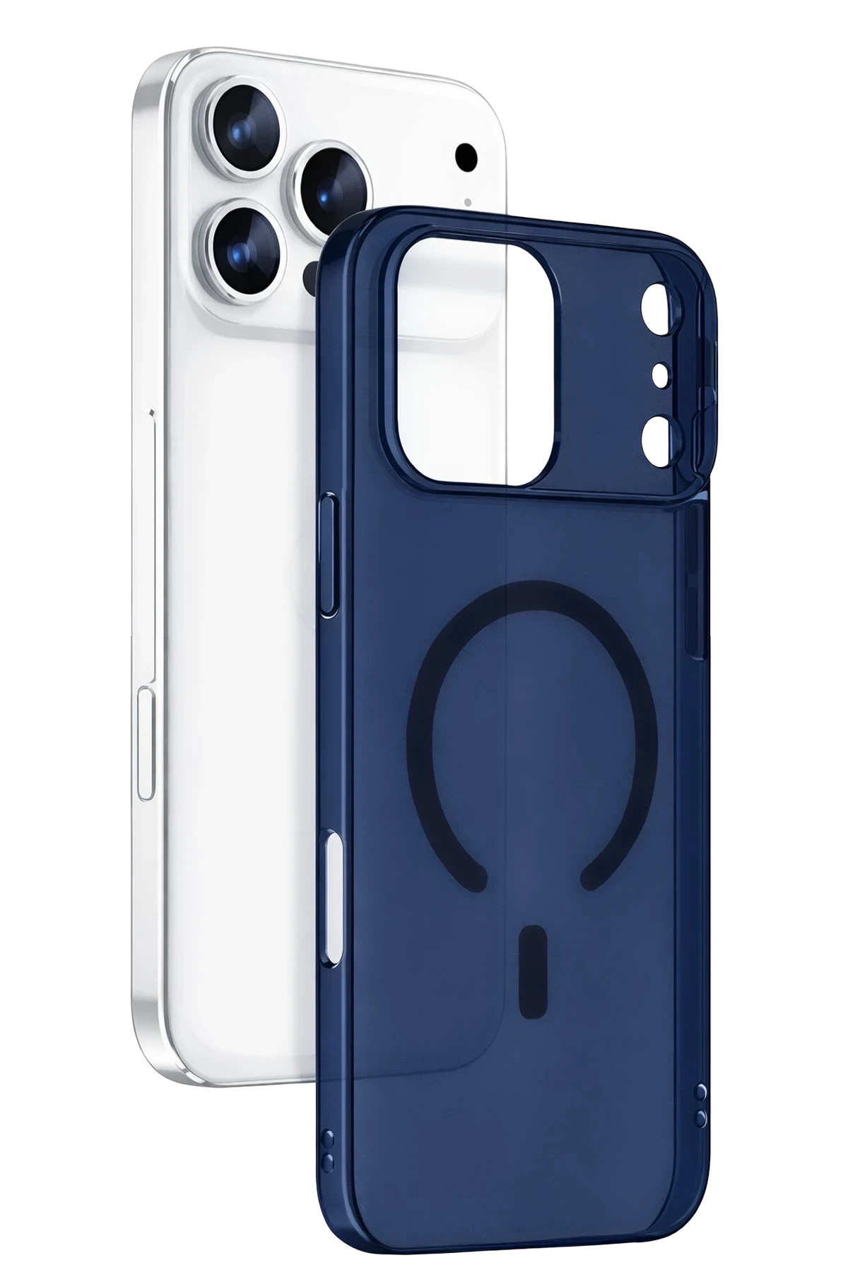Newface Apple iPhone 17 Pro Combo Sert Şeffaf Magsafe Kapak - Mavi