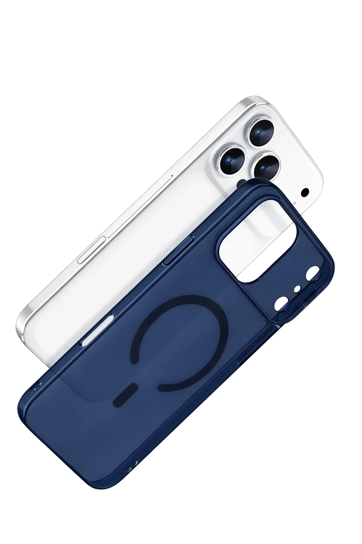 Newface Apple iPhone 17 Pro Combo Sert Şeffaf Magsafe Kapak - Mavi