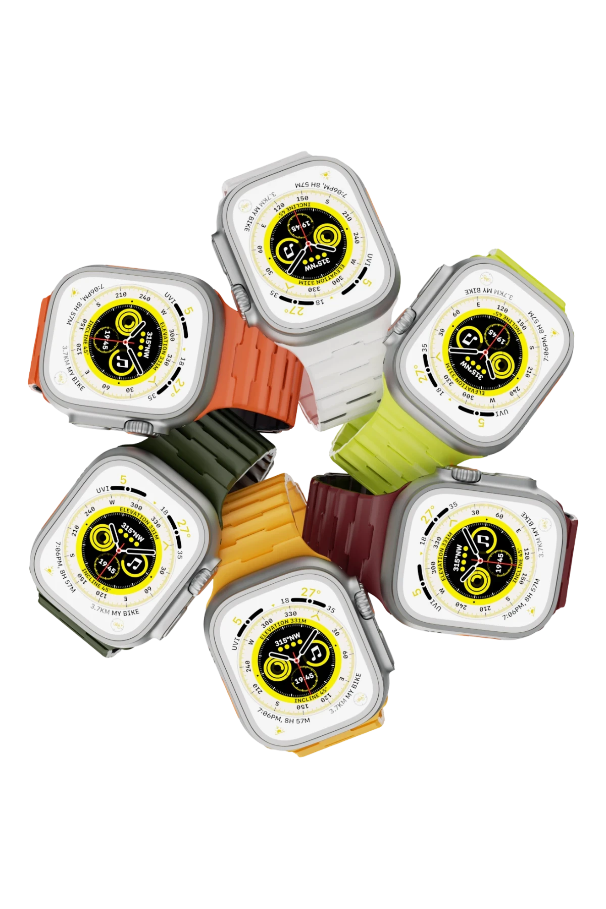 Newface Apple Watch Ultra 49mm Wowen Kordon - Beyaz-Turuncu