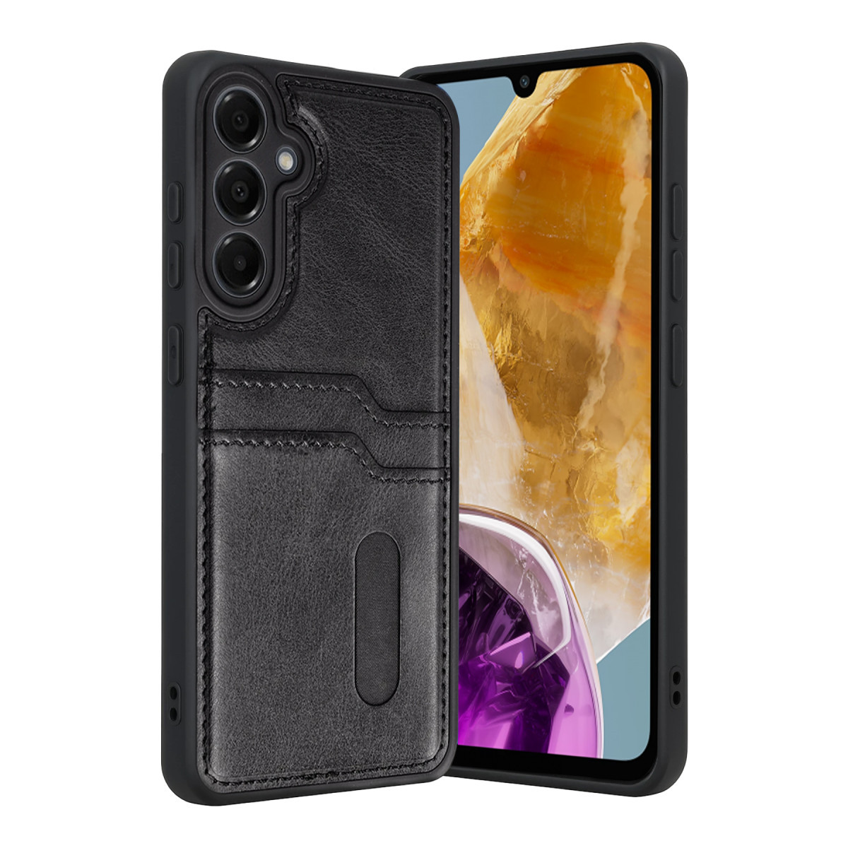 Newface Samsung Galaxy M15 Sara Kartvizitli Deri Kılıf - Siyah — görsel 7