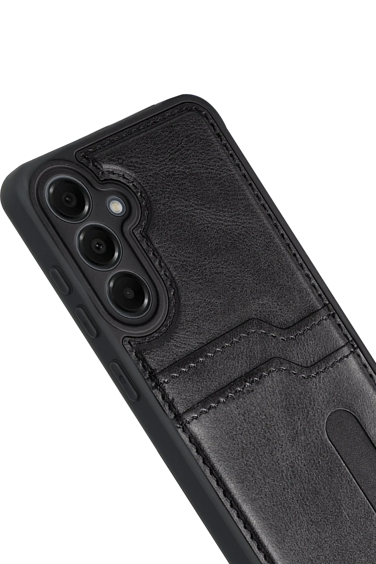 Newface Samsung Galaxy M15 Sara Kartvizitli Deri Kılıf - Siyah