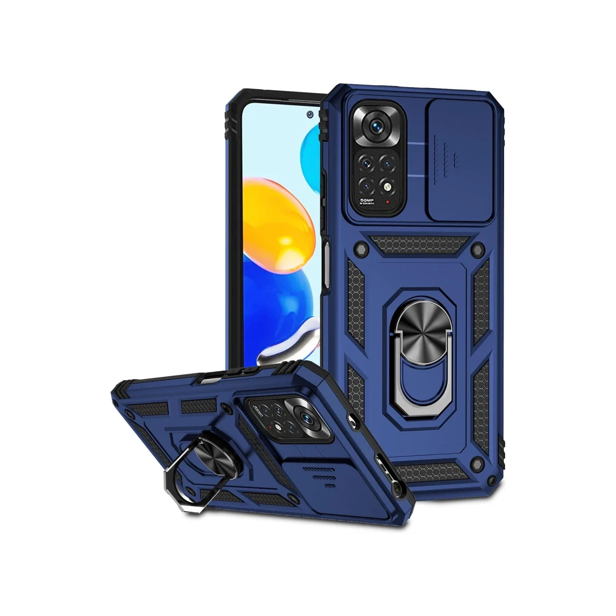 Newface Xiaomi Redmi Note 11 Pro Kılıf Pars Lens Yüzüklü Silikon - Lacivert