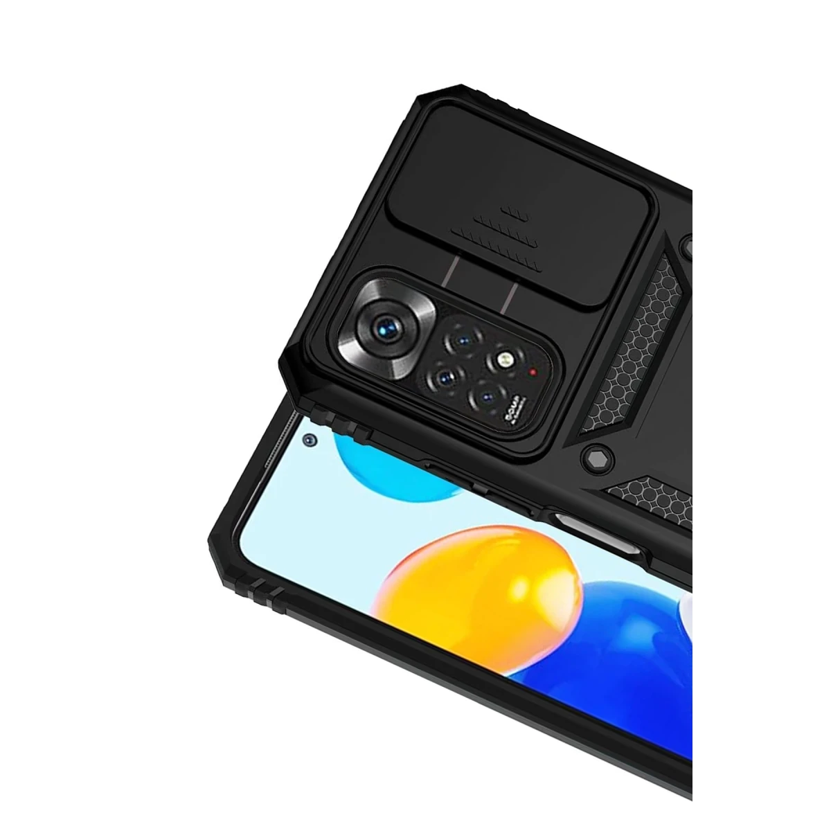 Newface Xiaomi Redmi Note 11 Pro Kılıf Pars Lens Yüzüklü Silikon - Siyah