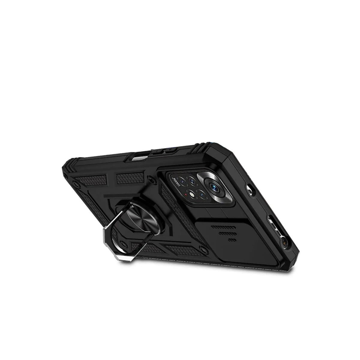 Newface Xiaomi Redmi Note 11 Pro Kılıf Pars Lens Yüzüklü Silikon - Siyah