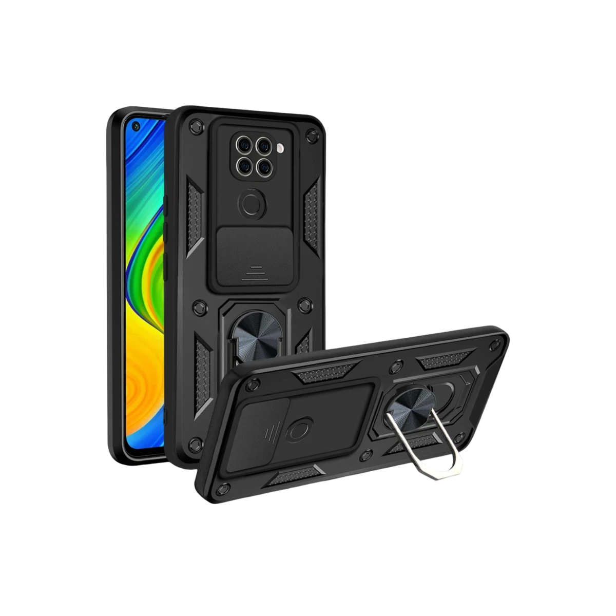 Newface Xiaomi Redmi Note 9 4G Kılıf Pars Lens Yüzüklü Silikon - Siyah — görsel 3