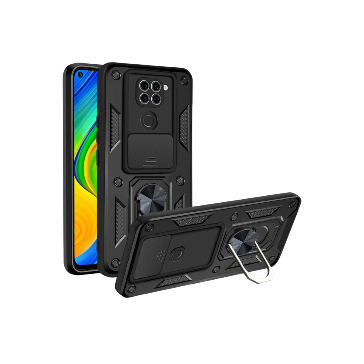 Newface Xiaomi Redmi Note 9 4G Kılıf Pars Lens Yüzüklü Silikon - Siyah — görsel 5