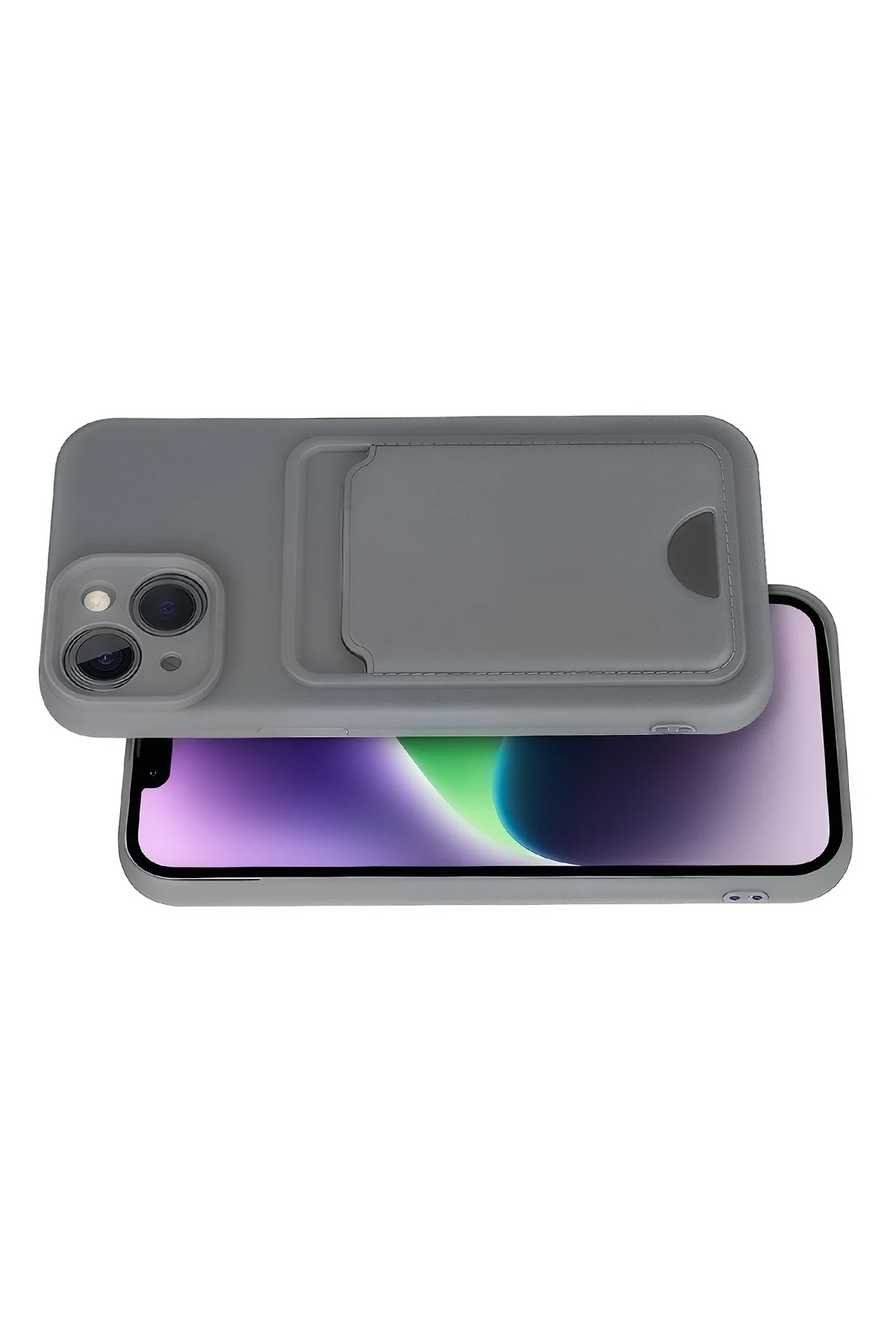 Newface iPhone 14 Kılıf Kelvin Kartvizitli Silikon - Gri