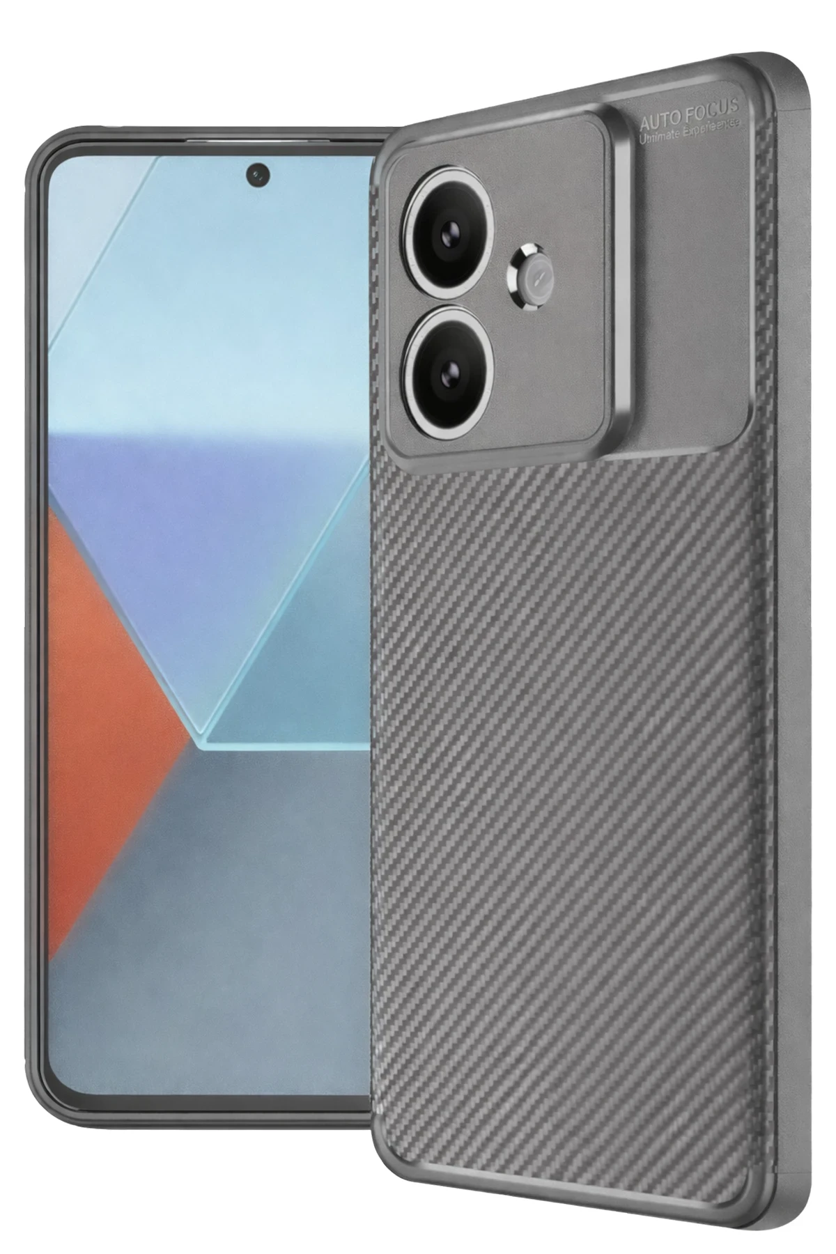 Newface Oppo A3 Kılıf Auto Focus Karbon Kapak - Gri