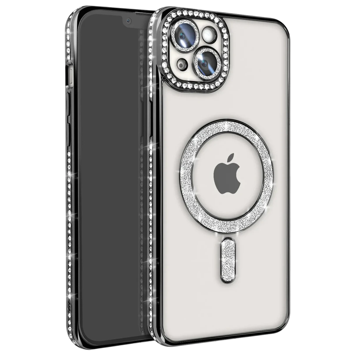 Newface Apple iPhone 15 Kılıf Joke Simli Magneticsafe Kılıf - Siyah — görsel 4
