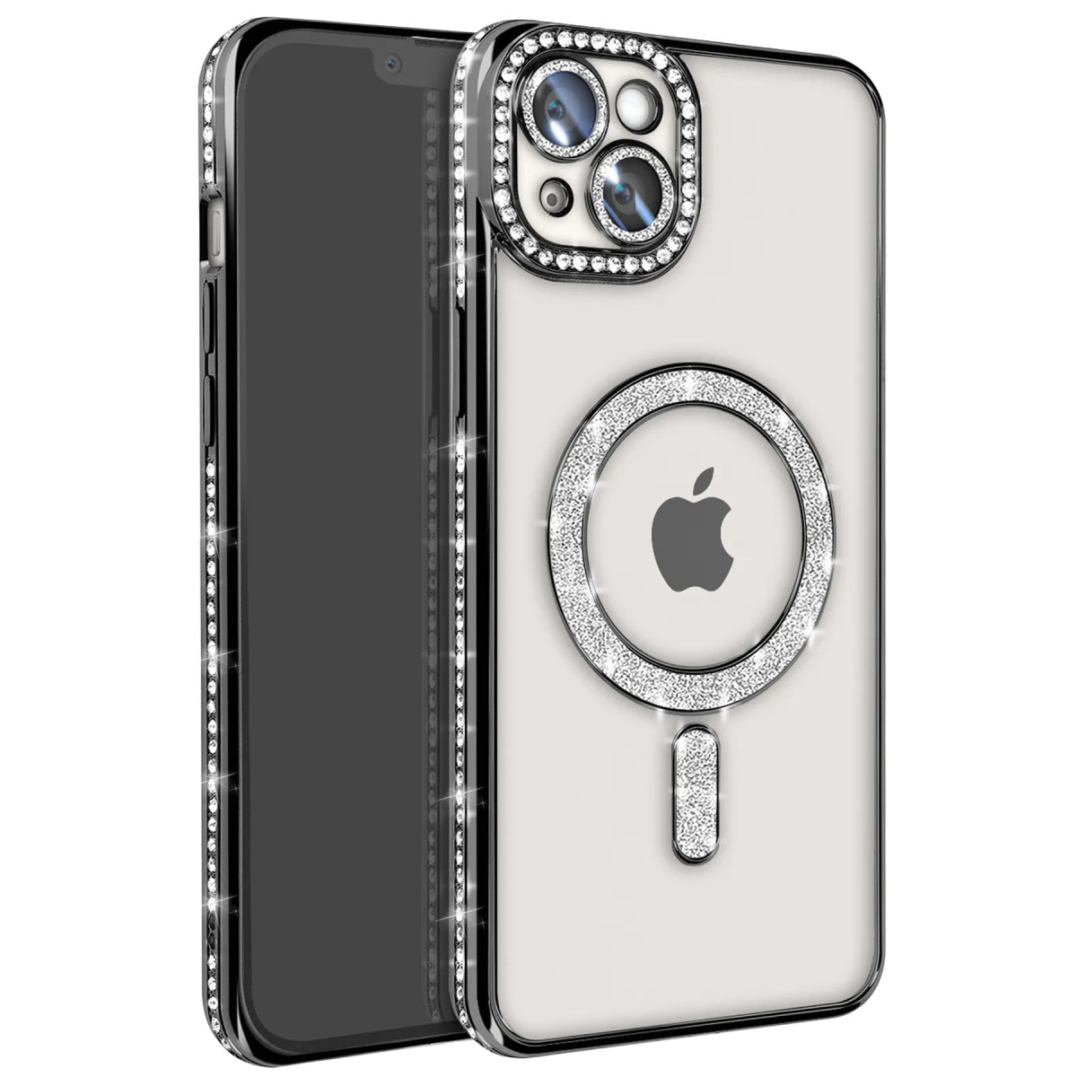 Newface Apple iPhone 15 Kılıf Joke Simli Magneticsafe Kılıf - Siyah — görsel 7