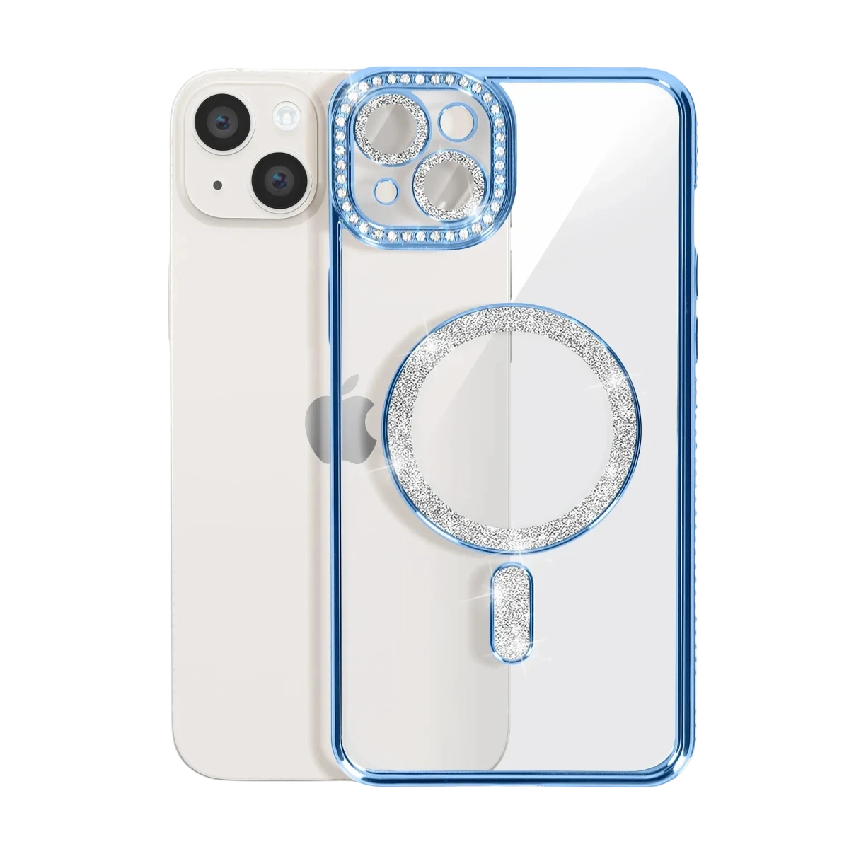 Apple iPhone 15 Kılıf Joke Simli Magneticsafe Kılıf - Mavi