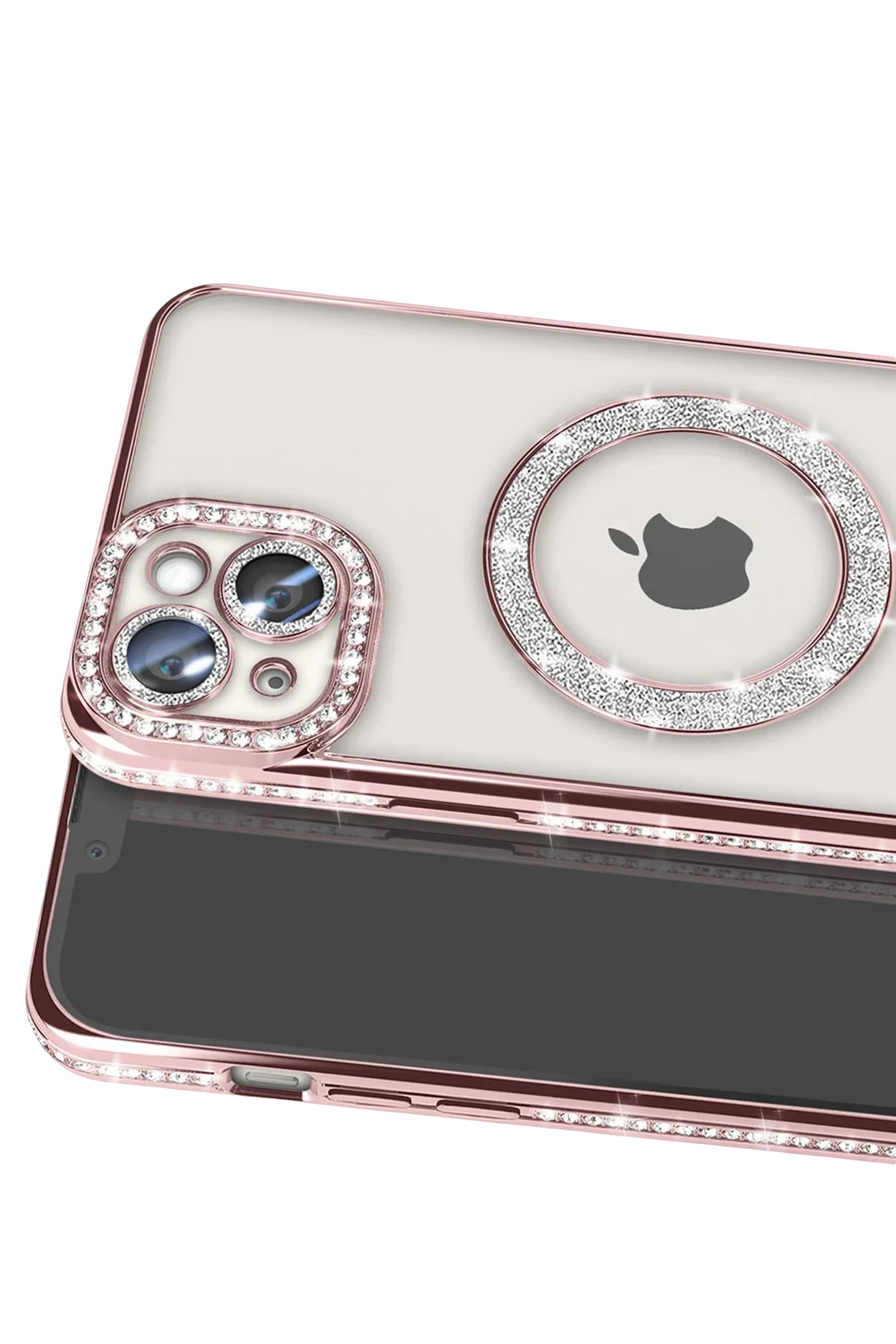 Newface iPhone 15 Kılıf Joke Simli Magneticsafe Kılıf - Pembe