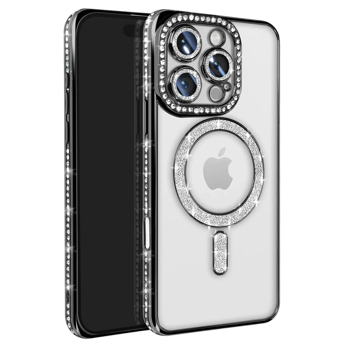 Newface Apple iPhone 16 Pro Max Kılıf Joke Simli Magneticsafe Kılıf - Siyah — görsel 4