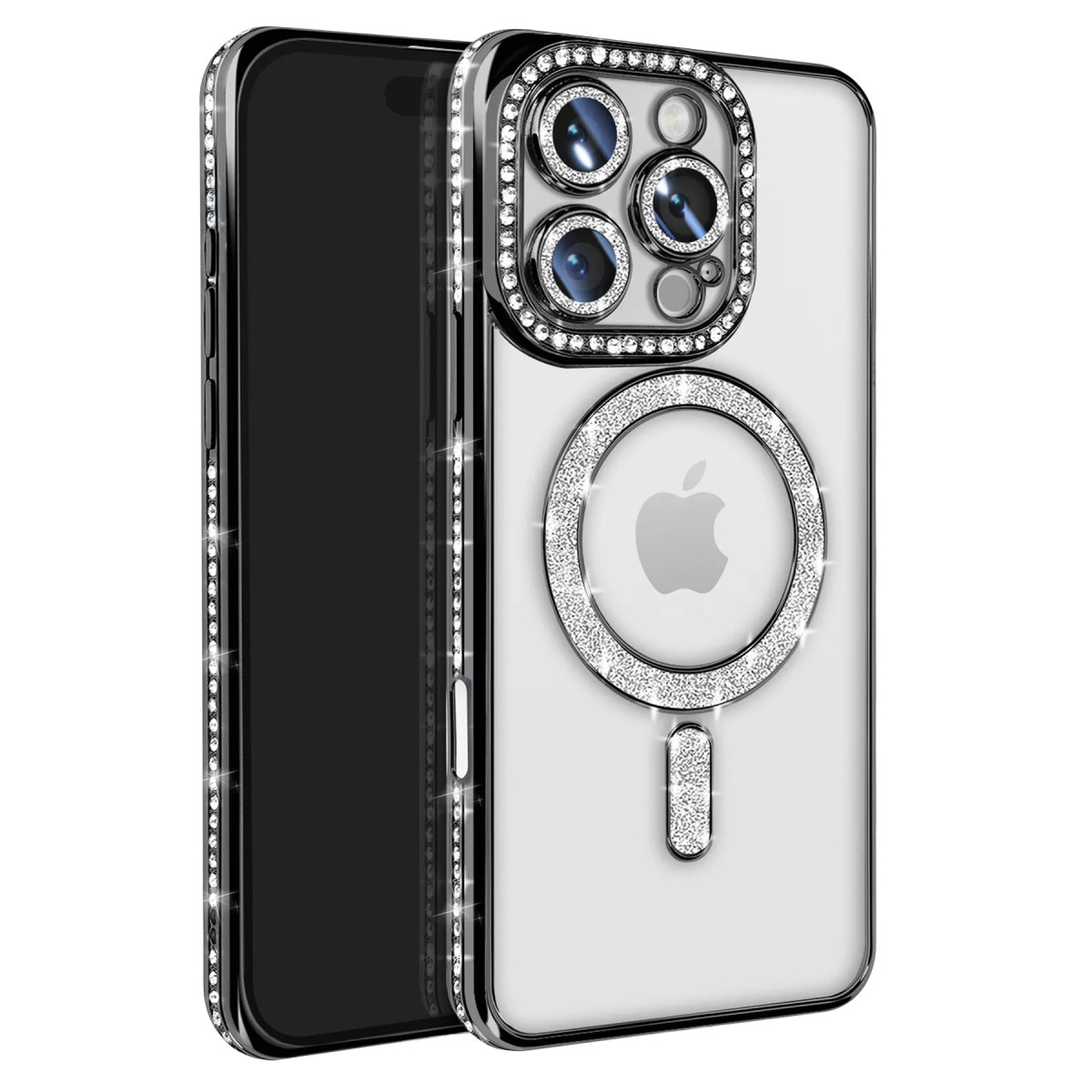 Newface Apple iPhone 16 Pro Max Kılıf Joke Simli Magneticsafe Kılıf - Siyah — görsel 7