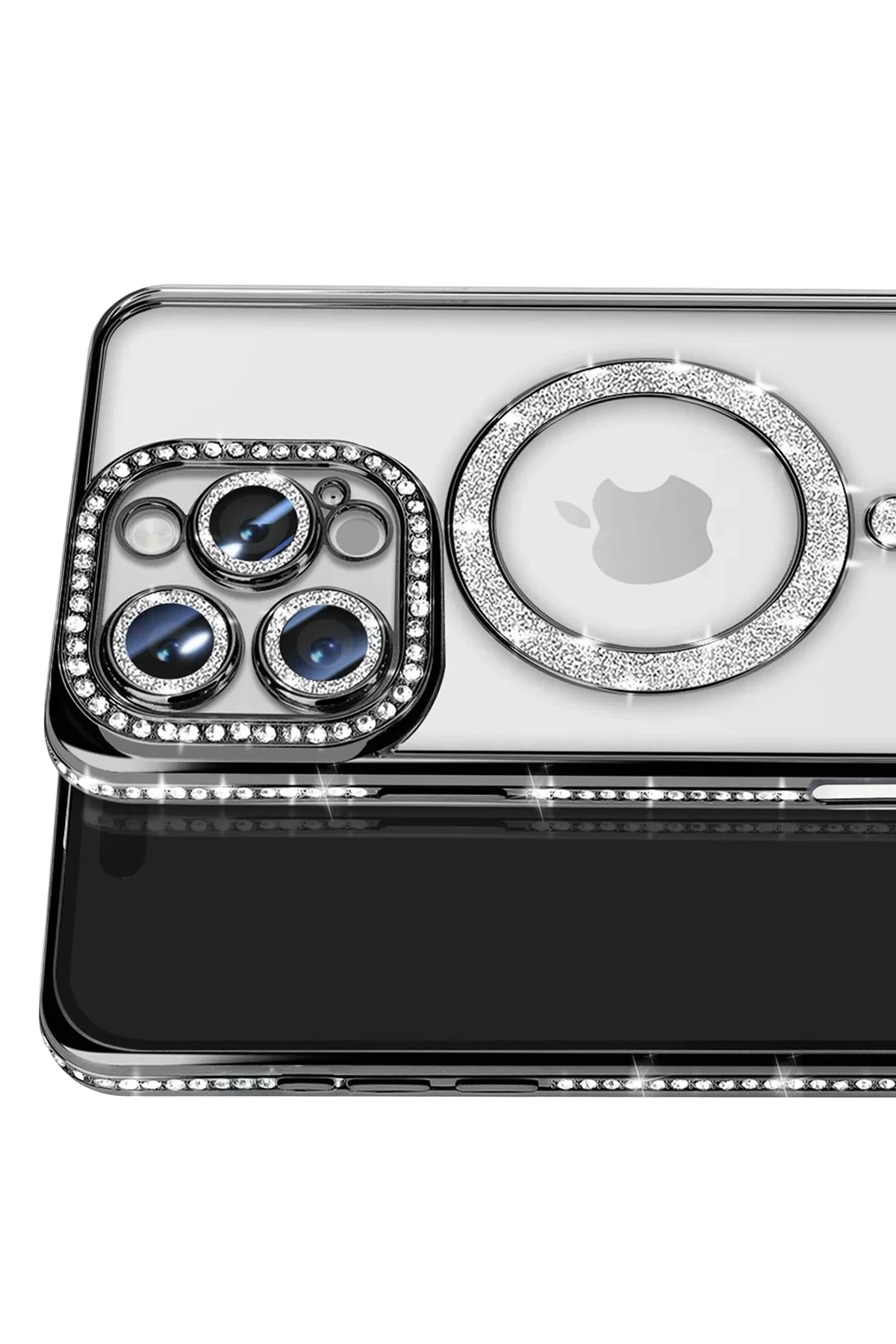 Newface iPhone 16 Pro Max Kılıf Joke Simli Magneticsafe Kılıf - Siyah