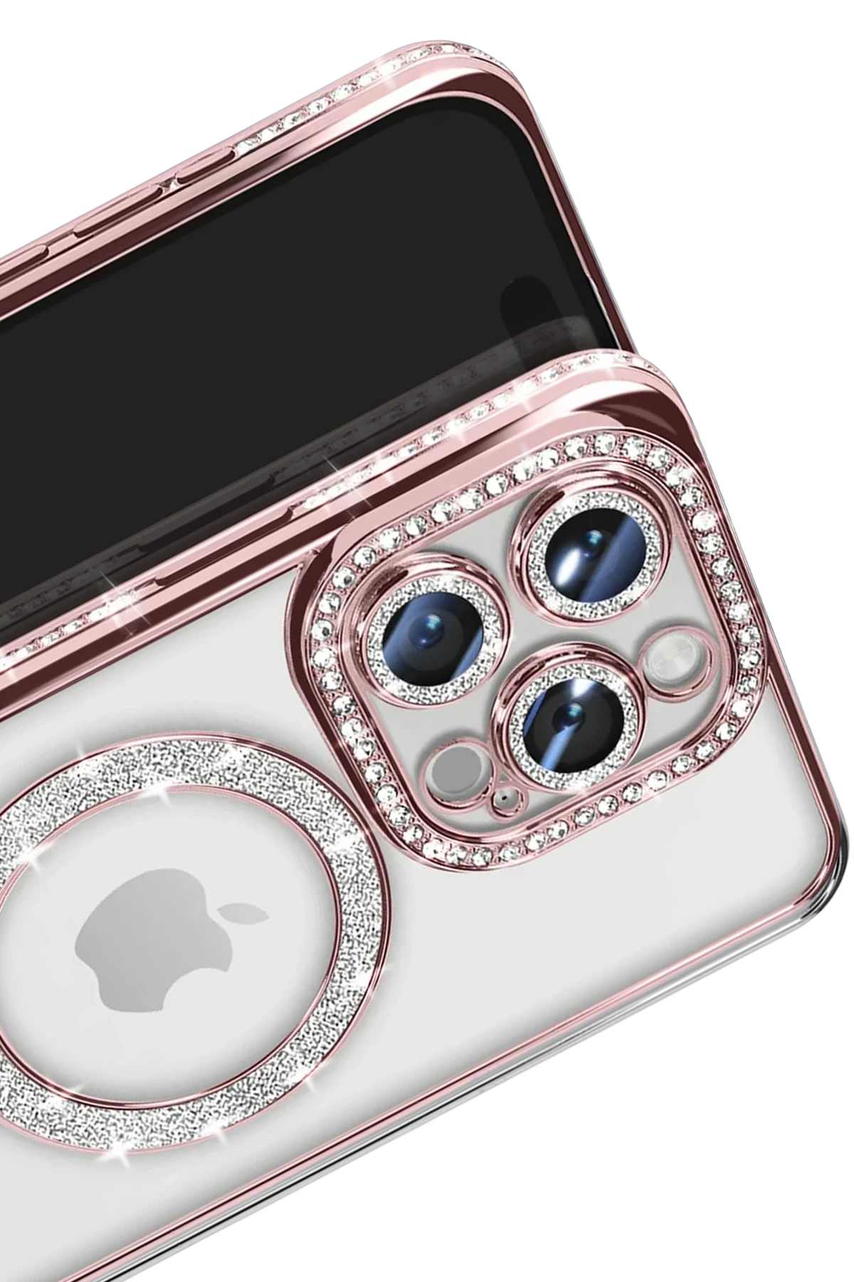 Newface iPhone 16 Pro Max Kılıf Joke Simli Magneticsafe Kılıf - Pembe