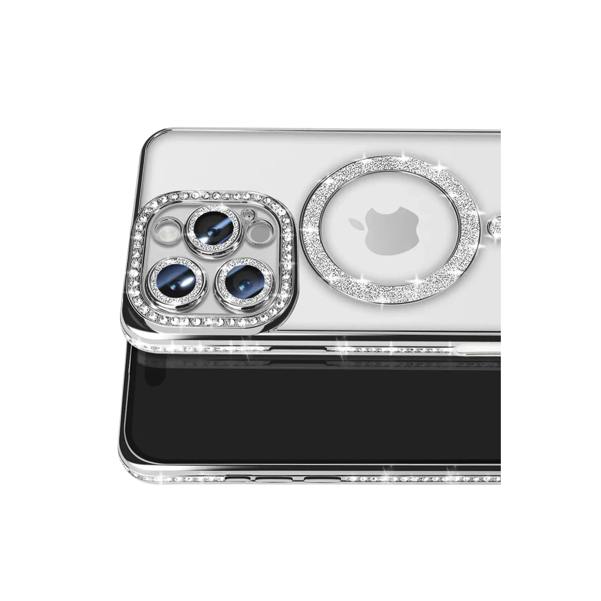 Newface Apple iPhone 16 Pro Max Kılıf Joke Simli Magneticsafe Kılıf - Gümüş